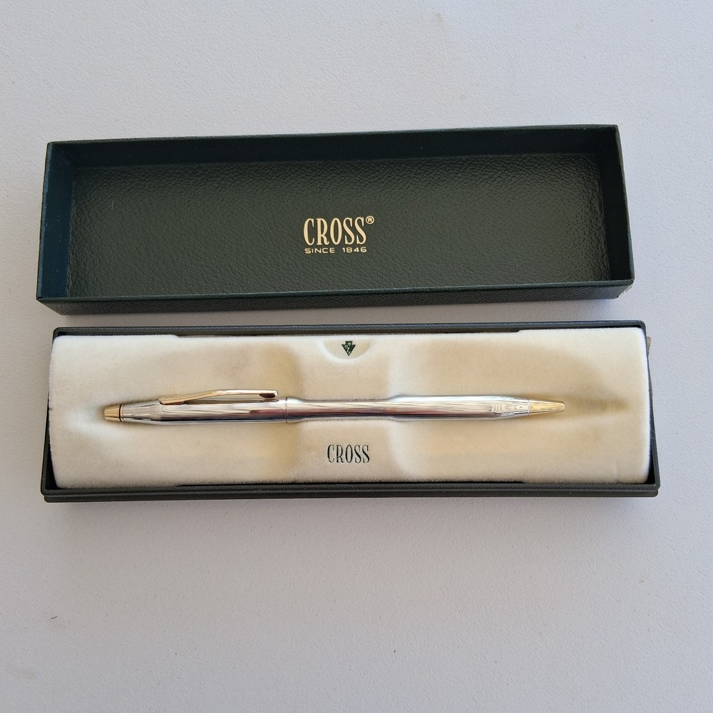 Cross Century Medalist Pen 3302 Chrome Gold Engraved Catherine Hall W/ Box